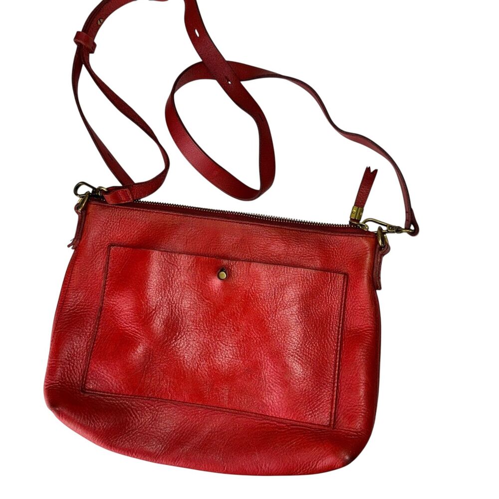 madewell‎ cowhide leather cross body red zip